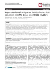 Population-based analyses of Giardia duodenalis is consistent with the clonal assemblage structure