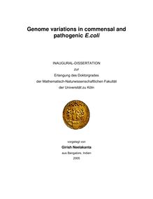 Genome variations in commensal and pathogenic E.coli [Elektronische Ressource] / vorgelegt von Girish Neelakanta