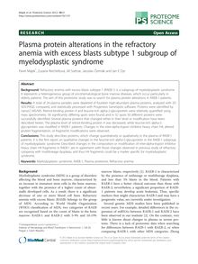 Plasma protein alterations in the refractory anemia with excess blasts subtype 1 subgroup of myelodysplastic syndrome