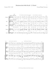 Partition , choral, Cantate Hosianna dem Sohne David, Telemann, Georg Philipp
