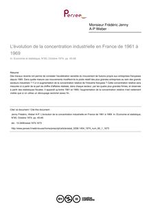 L évolution de la concentration industrielle en France de 1961 à 1969 - article ; n°1 ; vol.60, pg 45-48