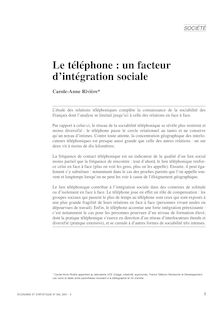 Le téléphone : un facteur d intégration sociale - article ; n°1 ; vol.345, pg 3-32