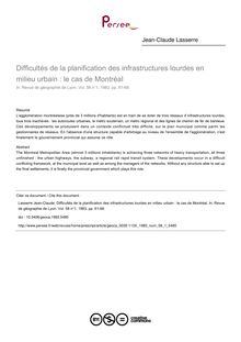 Difficultés de la planification des infrastructures lourdes en milieu urbain : le cas de Montréal - article ; n°1 ; vol.58, pg 61-68
