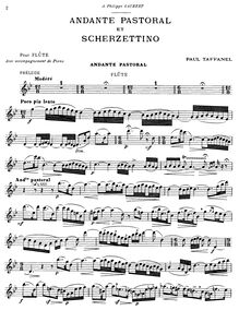 Partition flûte, Andante Pastoral et Scherzettino, Taffanel, Paul