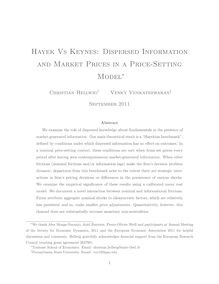 Hayek Vs Keynes: Dispersed Information