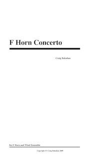 Partition complète, cor Concerto, Bakalian, Craig