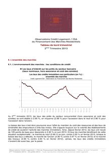 Observatoire Crédit Logement - CSA : Tableau de Bord 2eme trimestre 2013