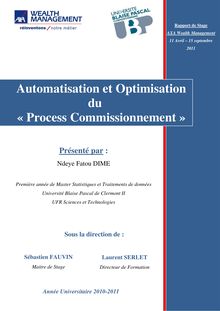 Automatisation et Optimisation du « Process Commissionnement »