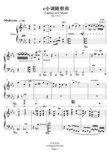 Partition No.1 en C minor, Caprices, Op.1, 1). C minor 2). C major 3). D minor