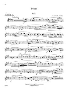 Partition de piano et flûte , partie, Poem pour flûte et orchestre