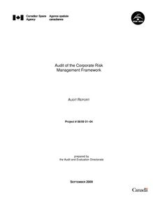 Audit Report of the Corporate Risk Management  Framework Final 2009 09 28