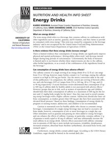 Nutrition and Health Info Sheet: Energy Drinks