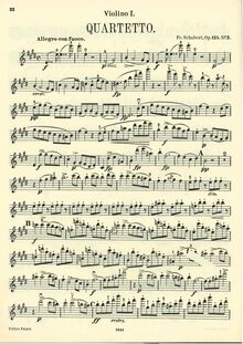 Partition violon 1, corde quatuor No. 11 en E Major, D.353 (Op.125 No.2) par Franz Schubert