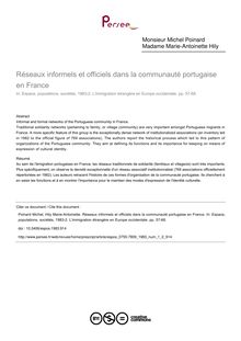 Réseaux informels et officiels dans la communauté portugaise en France - article ; n°2 ; vol.1, pg 57-68