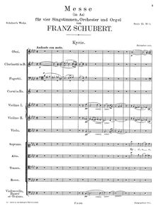 Partition Kyrie, Mass No. 5 en A♭, A♭ major, Schubert, Franz