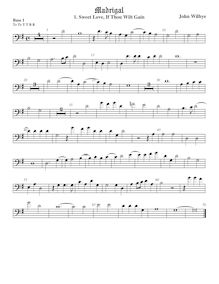 Partition viole de basse 1, basse clef, madrigaux - Set 1, Wilbye, John