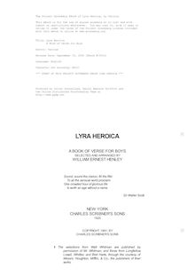 Lyra Heroica - A Book of Verse for Boys