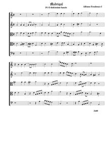 Partition , O dolcissimo bascio - partition complète (Tr Tr T T B), Madrigali a 5 voci, Libro 1