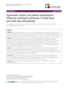 Systematic review: Do patient expectations influence treatment outcomes in total knee and total hip arthroplasty?