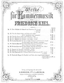 Partition violon 1, 2 corde quatuors, A minor; E♭ major, Kiel, Friedrich