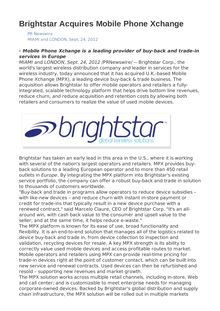 Brightstar Acquires Mobile Phone Xchange