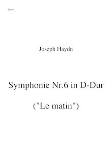 Partition hautbois 1, Symphony No.6 en D major, "Le Matin" ; Sinfonia No.6