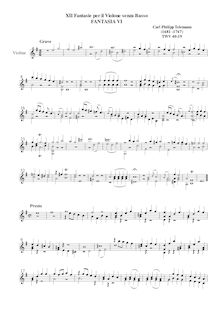 Partition Fantasia No.6, 12 fantaisies pour violon without basse, TWV 40:14-25 par Georg Philipp Telemann