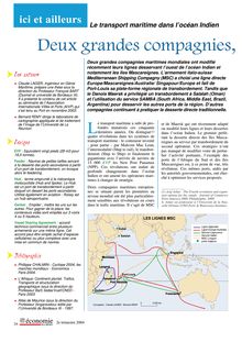 Le transport maritime dans l océan indien : deux grandes compagnies, deux stratégies nouvelles.