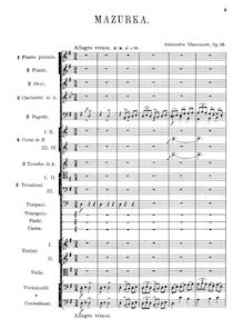 Partition Complete Orchestral Score, Mazurka, Op.18, G major, Glazunov, Aleksandr