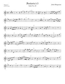 Partition ténor viole de gambe 2, octave aigu clef, fantaisies et Almands pour 3 violes de gambe