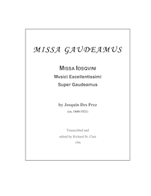 Partition complète, Missa Gaudeamus, Josquin Desprez