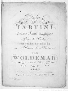 Partition L Ombre de Tartini, Fantomagic sonates, Woldemar, Michel