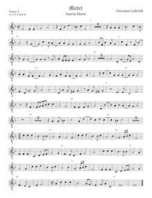 Partition ténor viole de gambe 3, octave aigu clef, Sancta Maria à 7