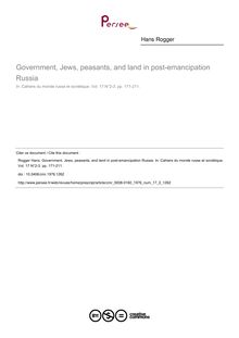 Government, Jews, peasants, and land in post-emancipation Russia - article ; n°2 ; vol.17, pg 171-211