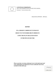 Report on a mission carried out in France from 5 to 9 November 2001 in  order to audit the plant health