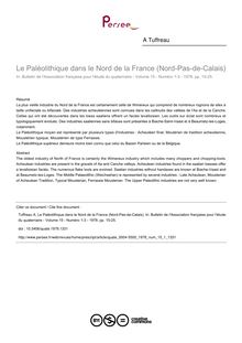 Le Paléolithique dans le Nord de la France (Nord-Pas-de-Calais) - article ; n°1 ; vol.15, pg 15-25
