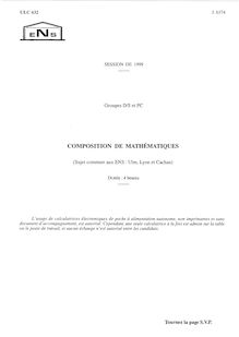 Composition de Mathématiques - Sujet commun aux ENS: Ulm Lyon et Cachan (Session de 1999)
