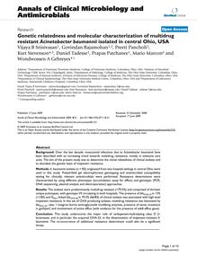 Genetic relatedness and molecular characterization of multidrug resistant Acinetobacter baumanniiisolated in central Ohio, USA