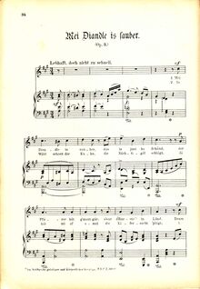 Partition complète (haut), Mei Diandle is sauber, Op.3