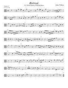 Partition ténor viole de gambe 2, alto clef, madrigaux - Set 2, Wilbye, John