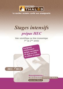 Stages intensifs prépa HEC  - Cours Thalès