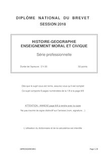 Sujet du Brevet Histoire Géo EMC - Série Pro - 2018