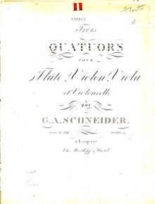 Partition parties complètes, 6 quatuors, Op.51, Schneider, Georg Abraham