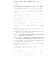 PUBLICATION LIST of ALEXANDRU DIMCA