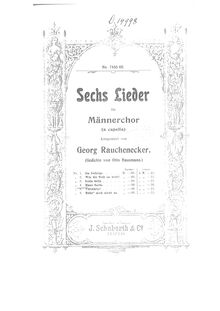 Partition , Hans Sachs, Sechs chansons, Rauchenecker, Georg Wilhelm