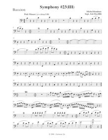 Partition basson, Symphony No.23, F major, Rondeau, Michel par Michel Rondeau