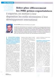 Aider plus efficacement les PME primo-exportatrices (R Favier p. ICC France - 2010)