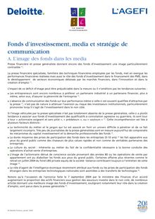 Fonds d investissement, media et stratégie de communication
