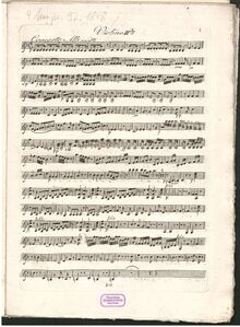 Partition violons II, Concerto pour le Violon Principale avec Accompagnement de 2 Violons, Alto, Basse, flûte, 2 Hautbois, 2 Bassons & 2 Cors