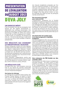 Présentation de l’évaluation du budget 2012 d Eva Joly